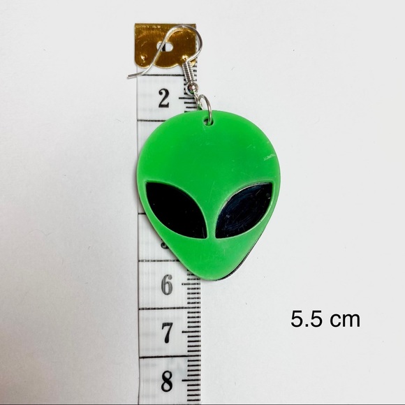 Green alien earrings - Picture 3 of 3